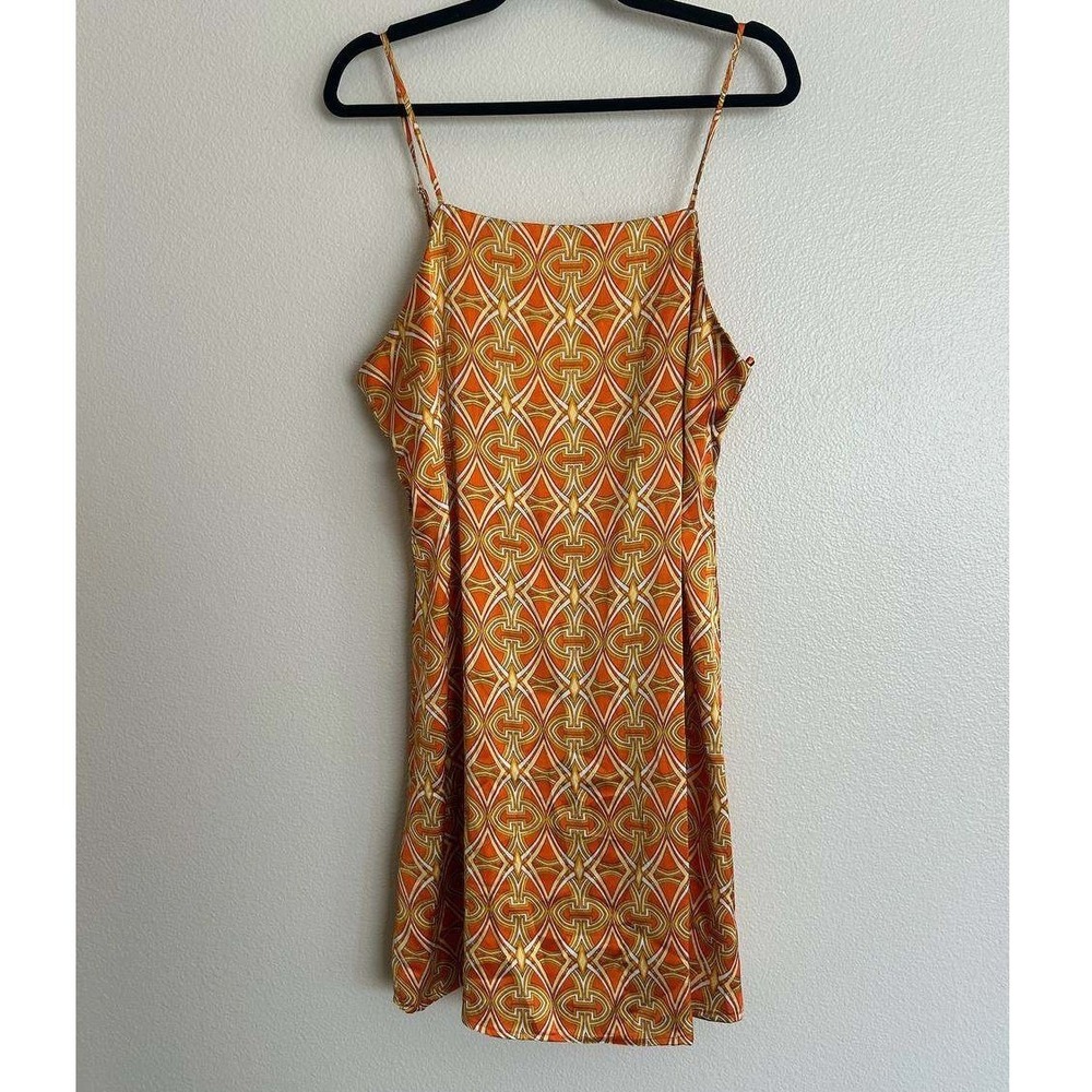 Jolie & Joy Retro 70's Style Orange Geometric Slip Mini Dress XL Y2K Vintage